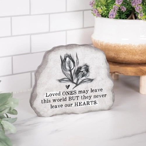 Loved Ones May Leave This World Shape Stone
