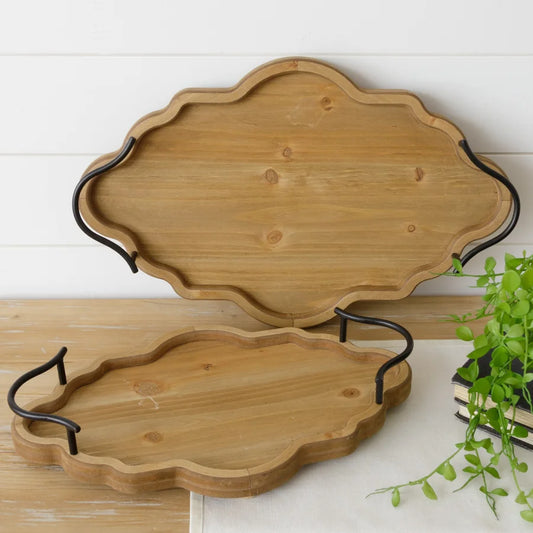Wood Tray W/ Handles