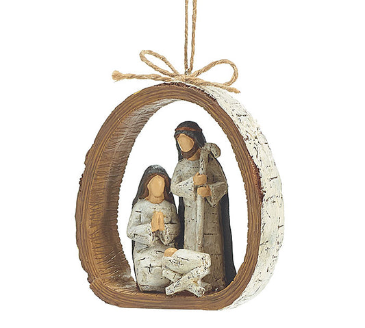 Holy Family Birch Bark Ring Ornament
