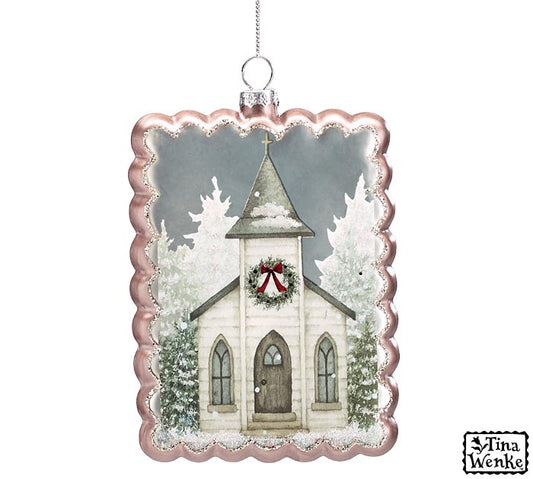 Snowy Church Scene Ornament