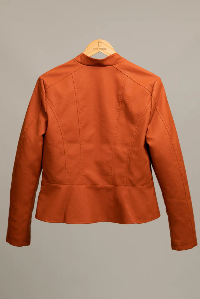 Rust Vegan Leather Jacket