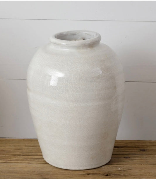 Large Cracked White Vase