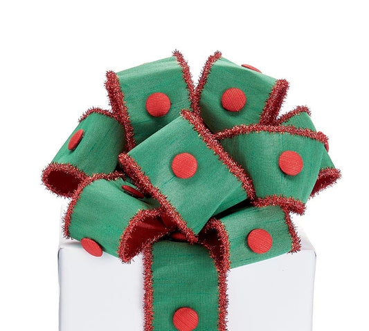 Green with Red Buttons Ribbon
