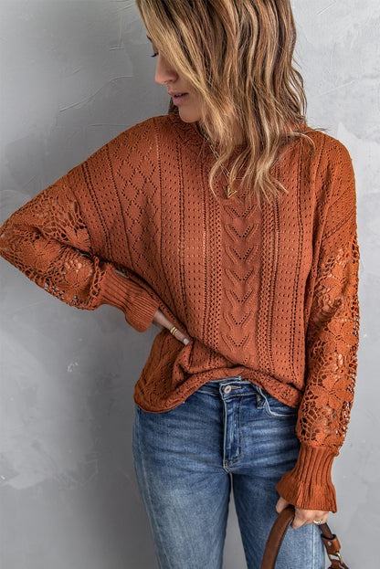 Crochet Floral Sleeve Sweater
