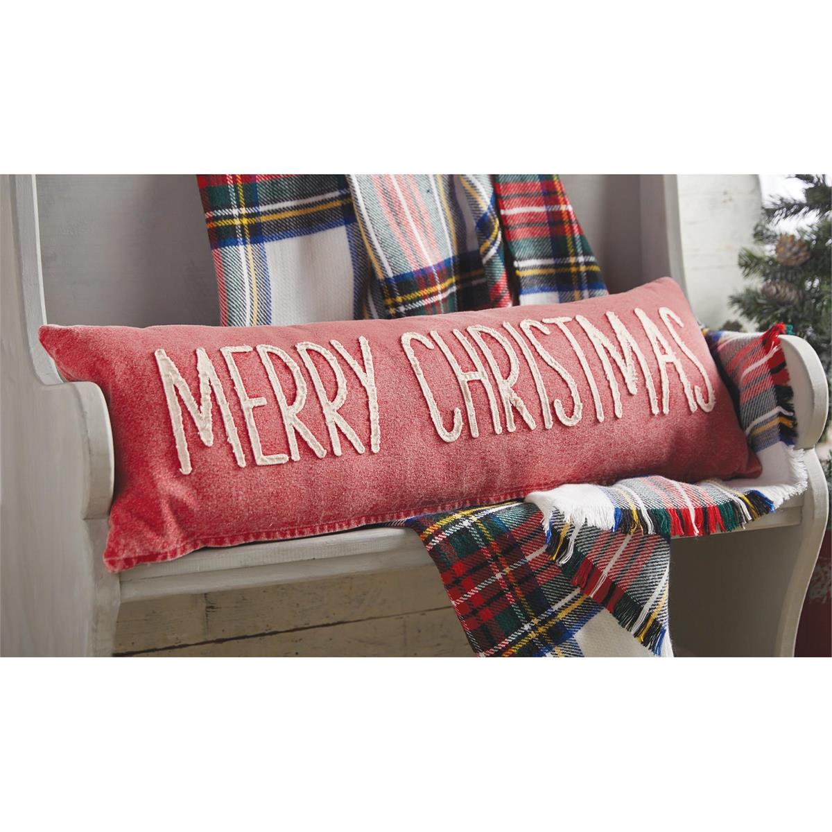 Mud Pie Merry Christmas Washed Canvas Pillow