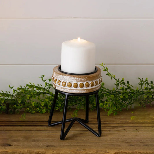Large Beaded Pillar Candle Stand