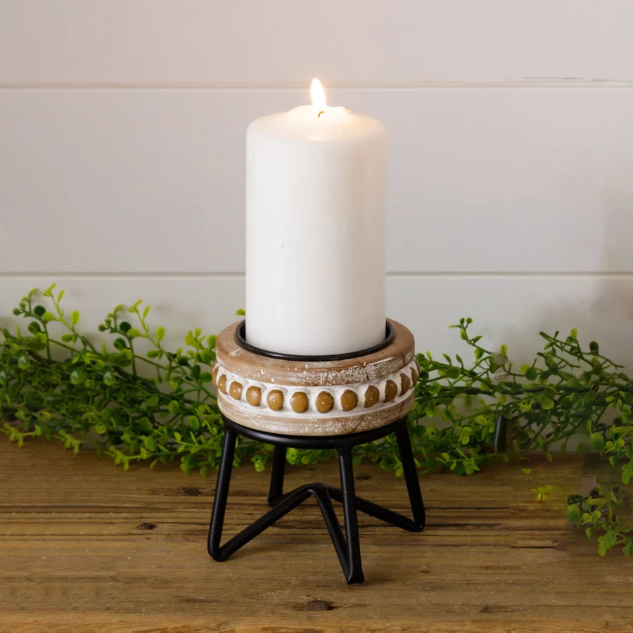 Small Beaded Pillar Candle Stand