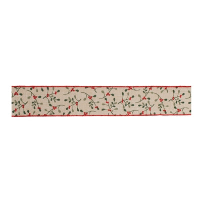 Mistletoe Wired Polyester Ribbon