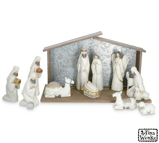 11 Piece Nativity w/ Creche
