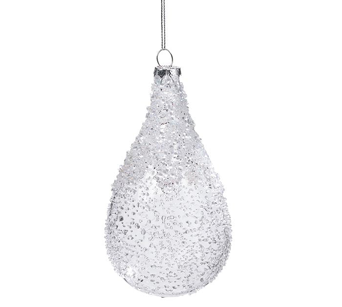 Icy Teardrop Glass Ornament