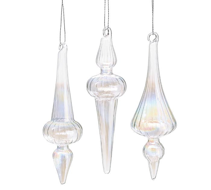 Iridescent Glass Finial Ornaments
