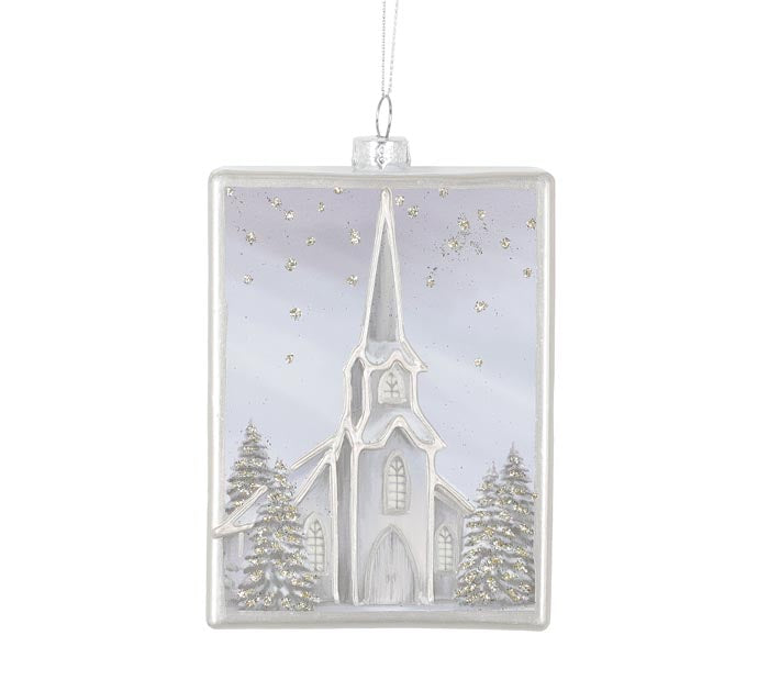 Rectangular Glass Church Ornament