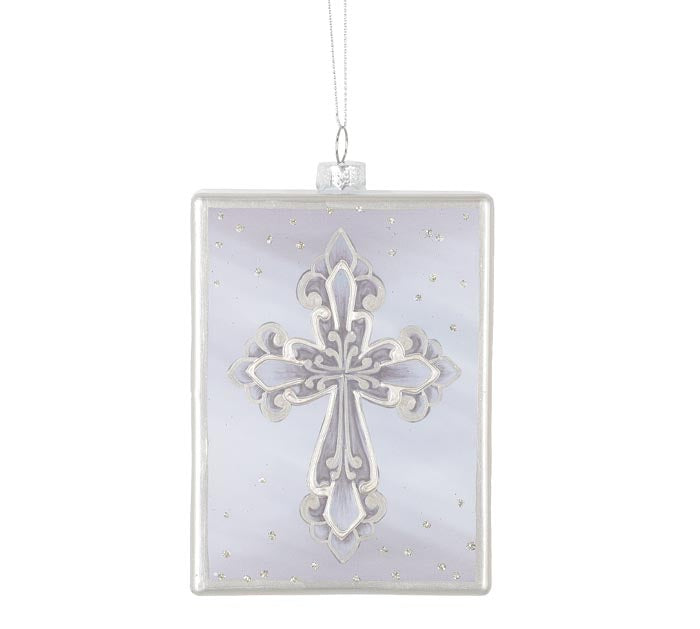 Rectangular Glass Cross Ornament