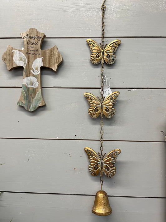 Gold Patina Butterfly Windchime