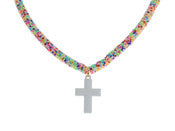 Kid's White Cross Beaded Necklace