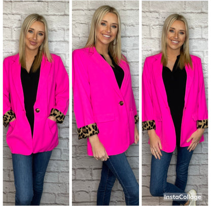 Neon Pink Leopard Accent Jacket