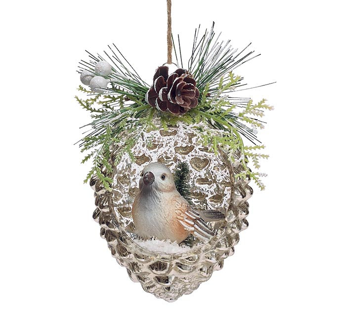 Pinecone & Bird Ornament