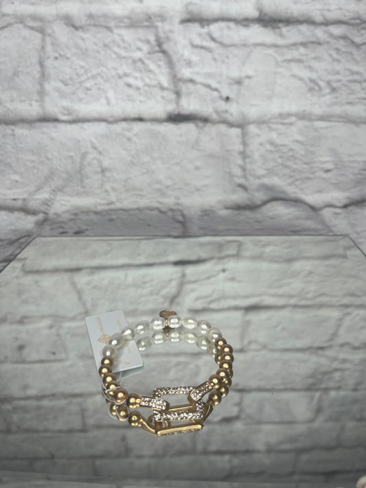 Gold & Pearl Rectangle Bracelet
