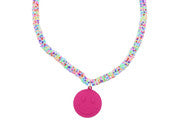 Kids Hot Pink Smiley Face Necklace