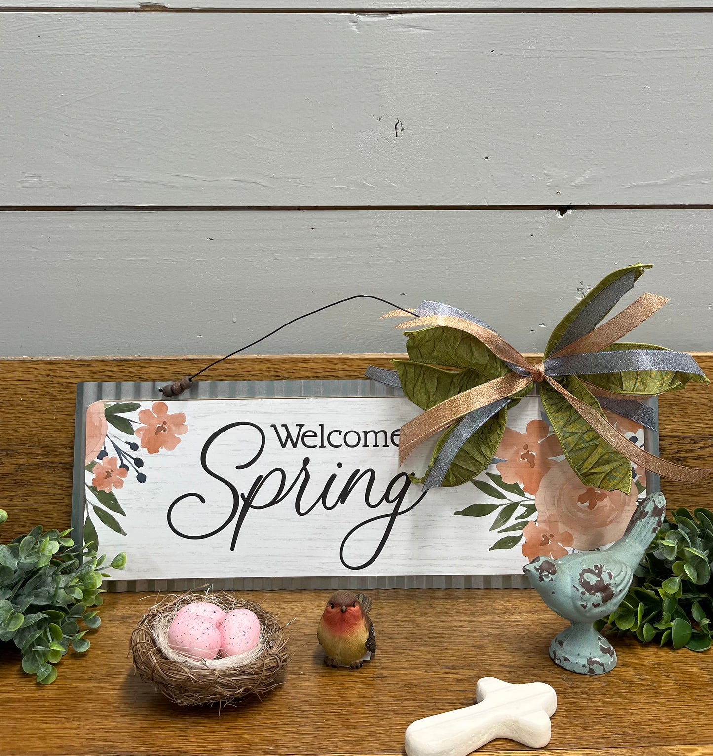 Welcome Spring Metal Sign