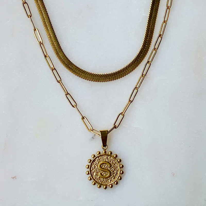 Paris Double Chain Initial Necklace