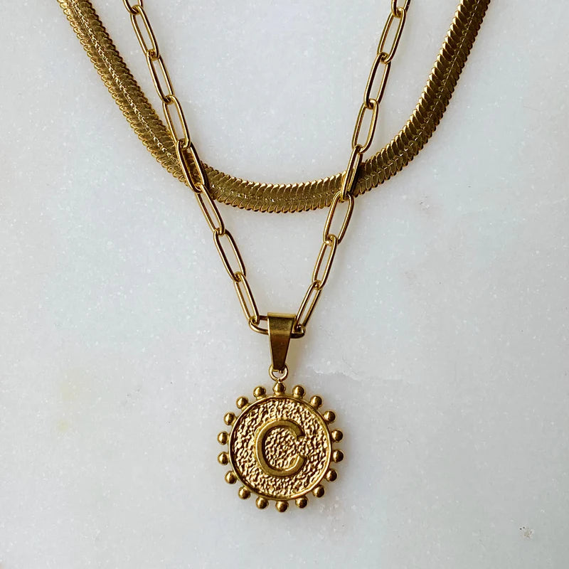 Paris Double Chain Initial Necklace
