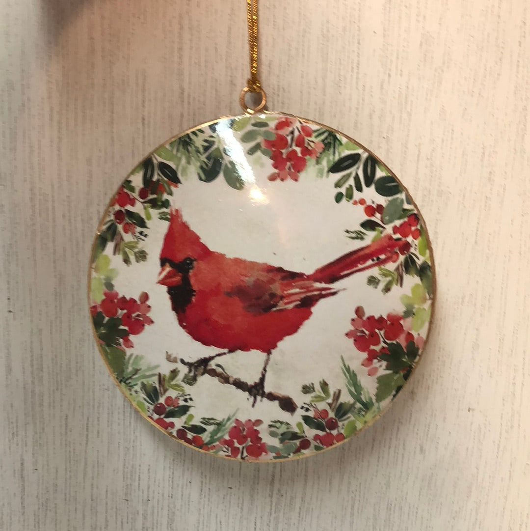Cardinal Disc Ornament Metal