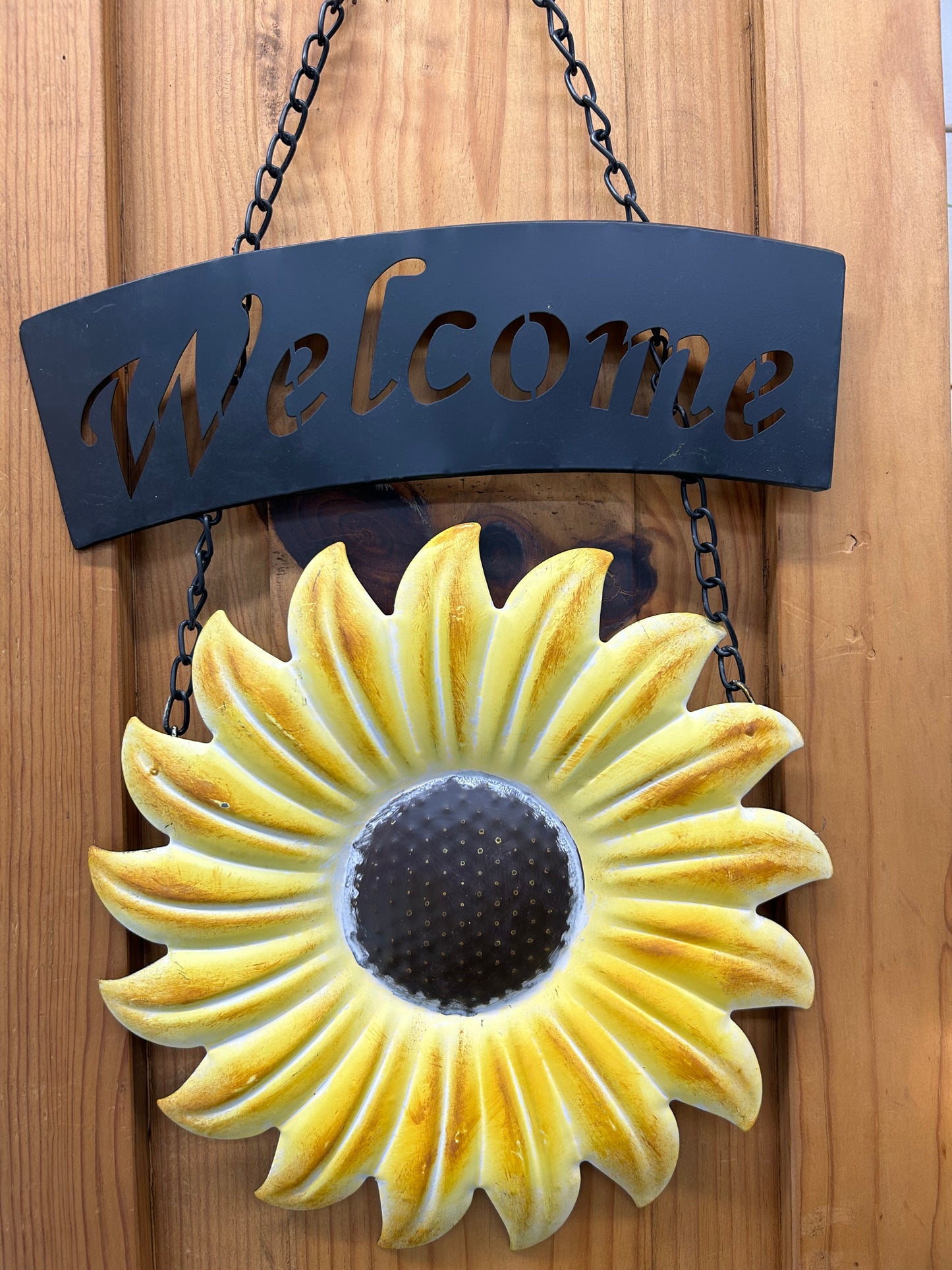 Iron Sunflower Welcome Hanger