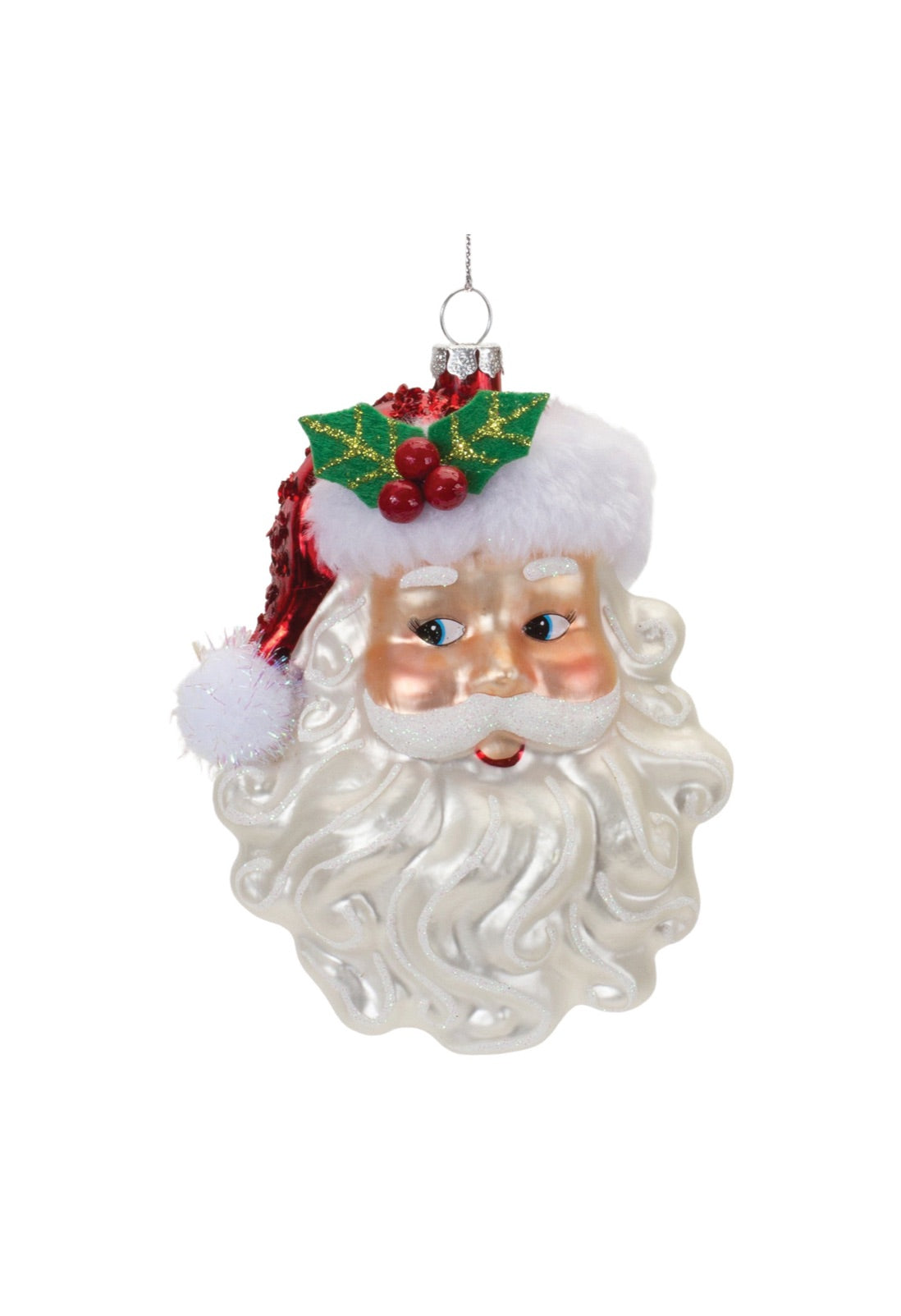 Santa Face Glass Ornament